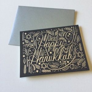 RIFLE PAPER COMPANY 8 PACK HAPPY HANUKKAH CARDS SILVER ENVELOPES NWT